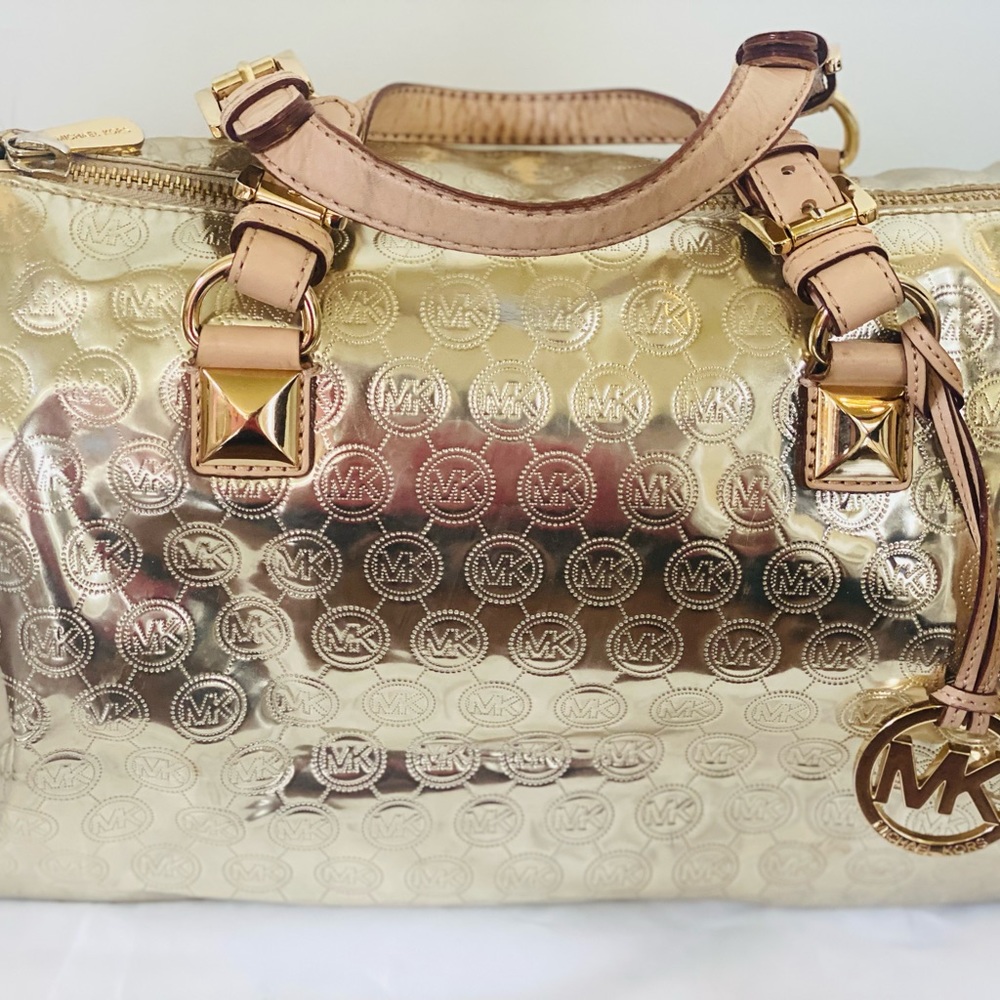 Michael Kors Speedy Boston Bag in Metallic Gold MK logo